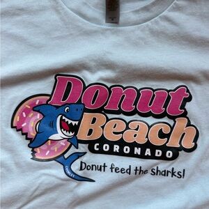 Donut Beach Women’s Shark Graphic Tee - White